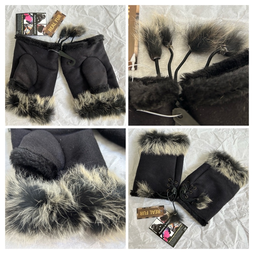 🤑ClosetClearoutSale🤑 Warm, Fur-trimmed Fingerless Gloves🧤with Toggle